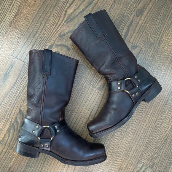 FRYE Mens 12R Harness Boot Western Cowboy Oiled Leather Pull-On - Picture 1 of 16